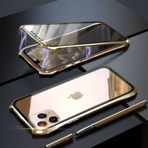 Gold Luxury Back+Front Glass Magnetic Case
